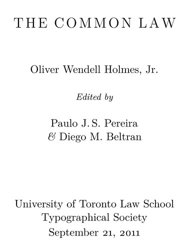 The Common Law -Oliver Wendel Holmes-1