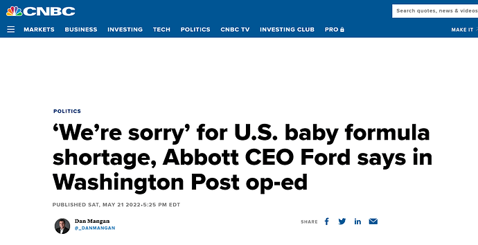 Screenshot 2022-05-22 at 12-06-51 'We're sorry' for U.S. baby formula shortage Abbott CEO Ford says in Washington Post op-ed