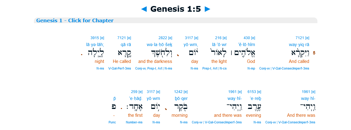 Screenshot 2022-02-06 at 20-46-55 Genesis 1 5 Interlinear and God calleth to the light 'Day,' and to the darkness He hath c...