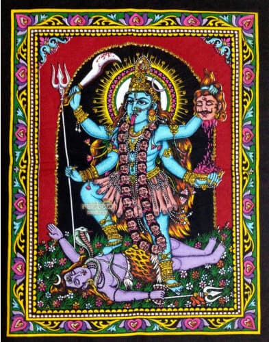 Screenshot 2022-12-04 at 18-50-02 Hindu Goddess Kali On Deity shiva Sequin Wall Hanging Batik Tapestry Decor art eBay