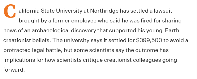 Screenshot 2023-10-31 at 21-42-43 Cal State Northridge settles with Christian lab manager who said he was fired for creationist beliefs. Will case change academic science's approach to creationism